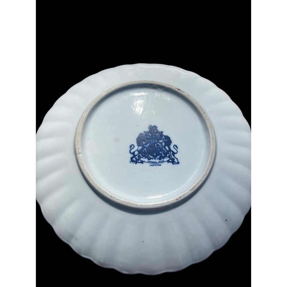 Vintage Victoria Ware Ironstone Blue & White Decorative Plate With Scenic Design - Picture 4 of 4
